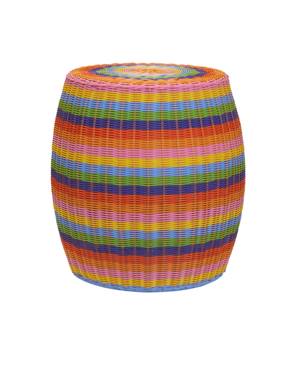 Household Essentials Handwoven Resin Barrel Side Table In Multicolor