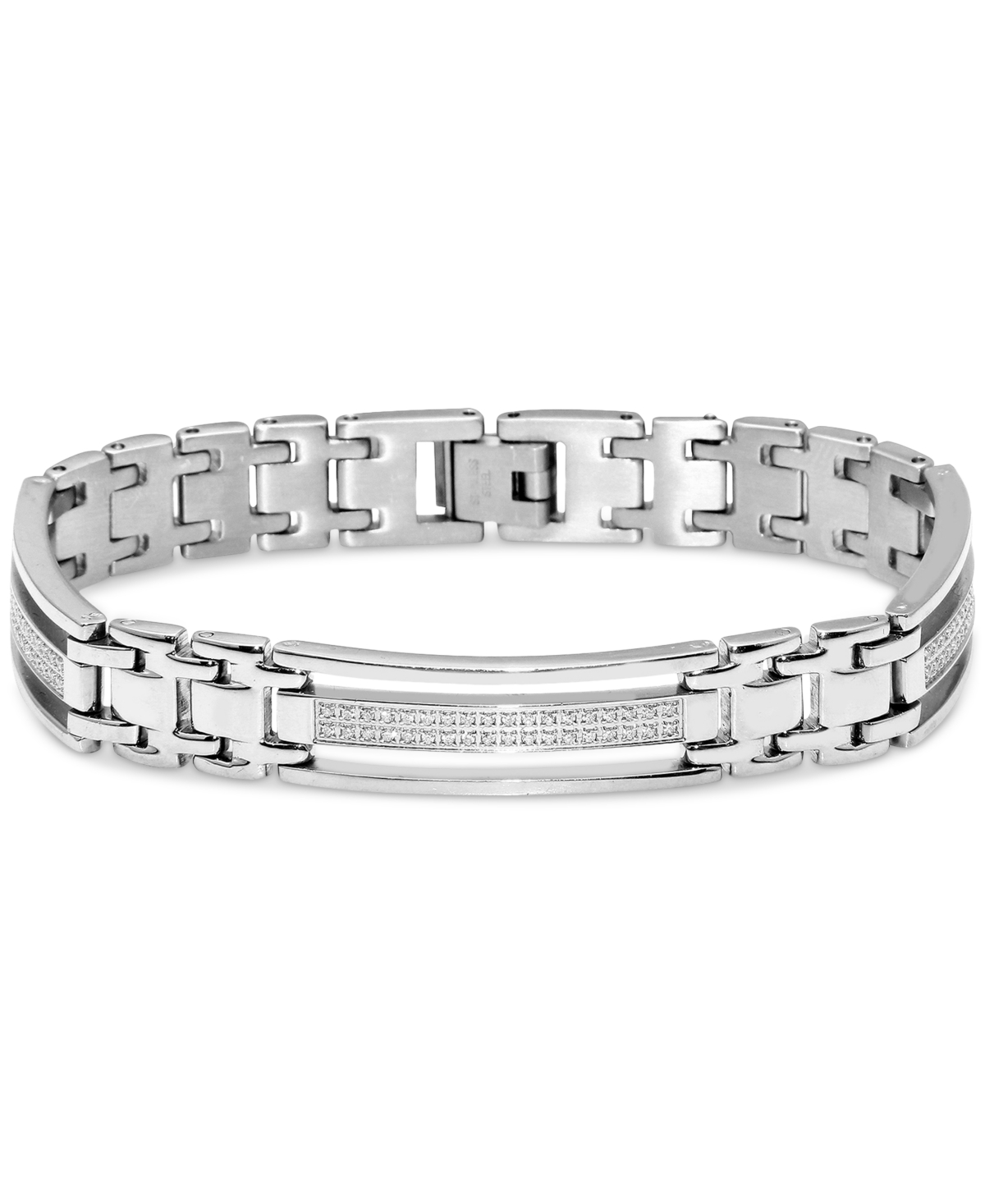 Macy's Men's Diamond Link Bracelet (1/4 Ct. T.w.) In Stainless Steel