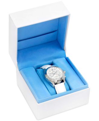 Women's Katherine Chronograph White Leather Strap  Steel Watch 40mm