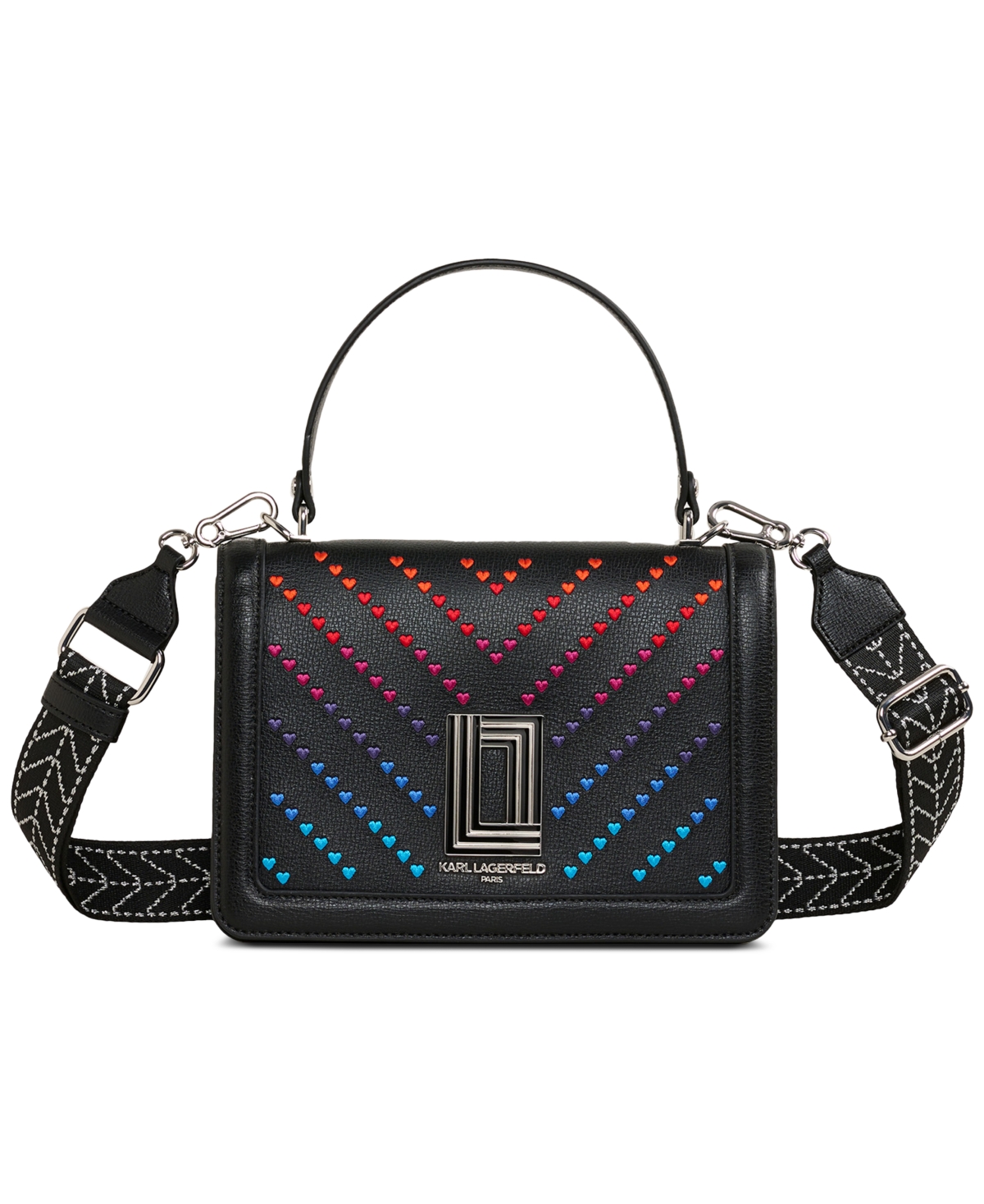 Karl Lagerfeld Simone Flap Leather Crossbody In Black Ombre