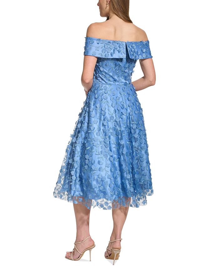 Eliza J Women's Floral Mesh Off-The-Shoulder Midi Dress - Macy's