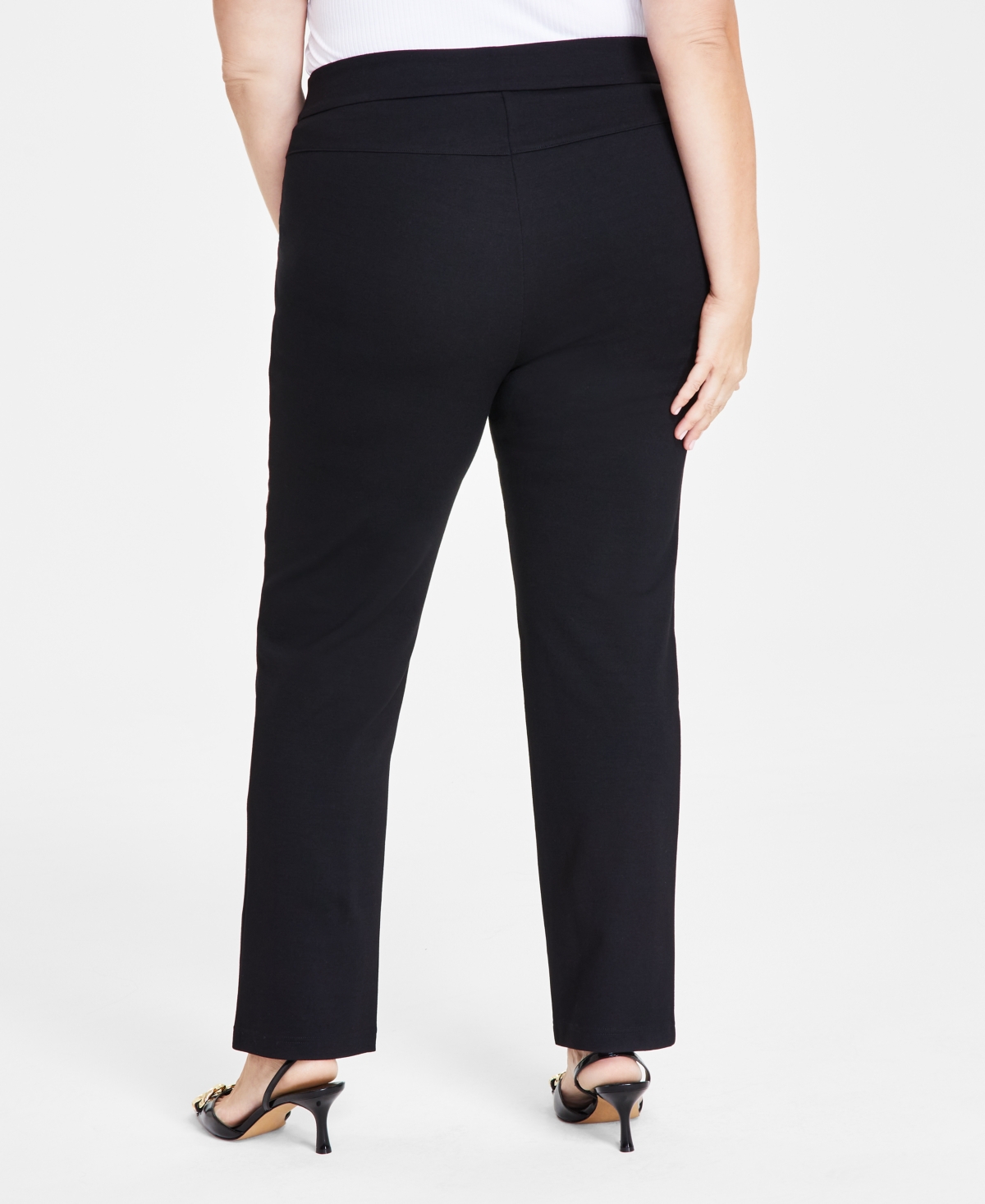 Inc International Concepts Plus Size Bengaline Skinny Pants, Created For Macy's In Deep Black