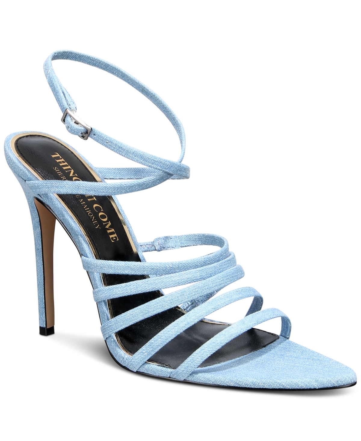Things Ii Come Women's Salsa Luxurious Strappy Pointed-toe Pumps In Blue Jean Denim