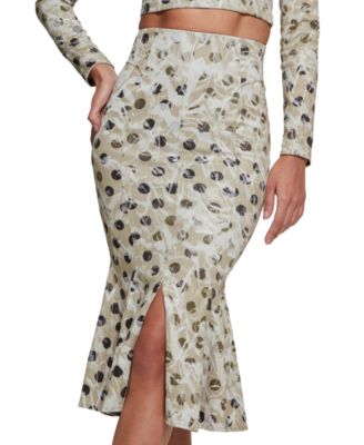 GUESS - Women's Thea Printed Mermaid Slit Midi Skirt