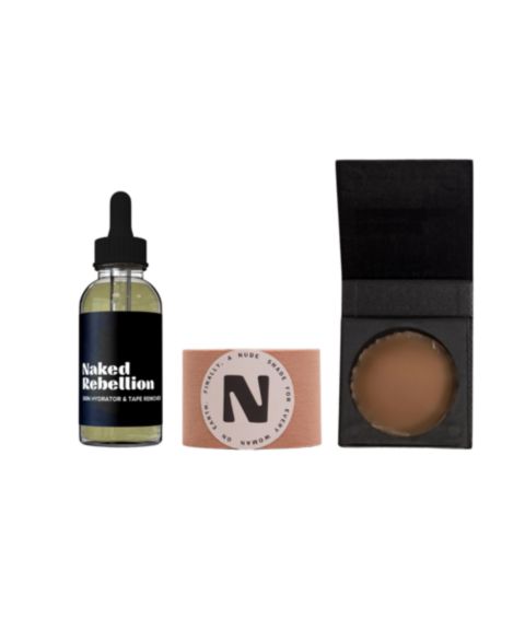 Naked Rebellion Women's The Nudist Kit: Nude Shade Sweat-Proof Boob Tape, Skin Hydrator and Tape Remover Body Oil & Reusable Nipple Stickies, цвет: Медовый