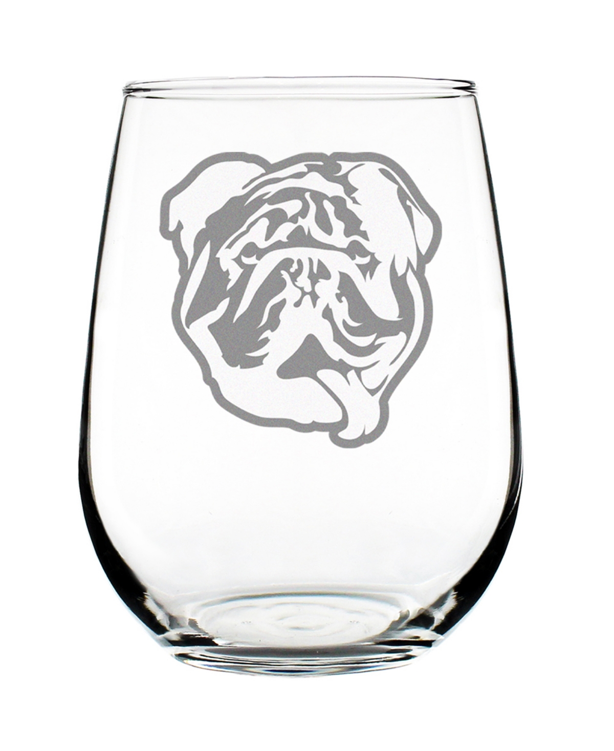 Bevvee English Bulldog Face Bulldog Dog Gifts Stem Less Wine Glass, 17 oz In Clear