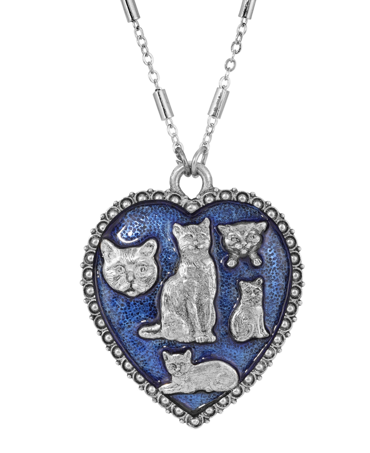 Shop 2028 Enamel Blue Heart Cat Necklace