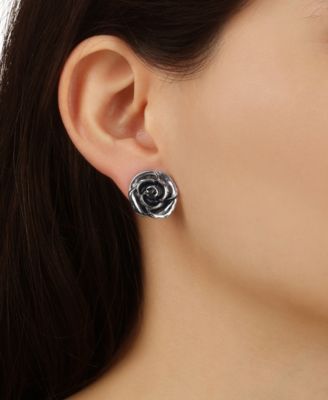 Silver-Tone Flower Stud Earrings