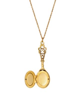 Acrylic Flower Decal Oval Locket Necklace