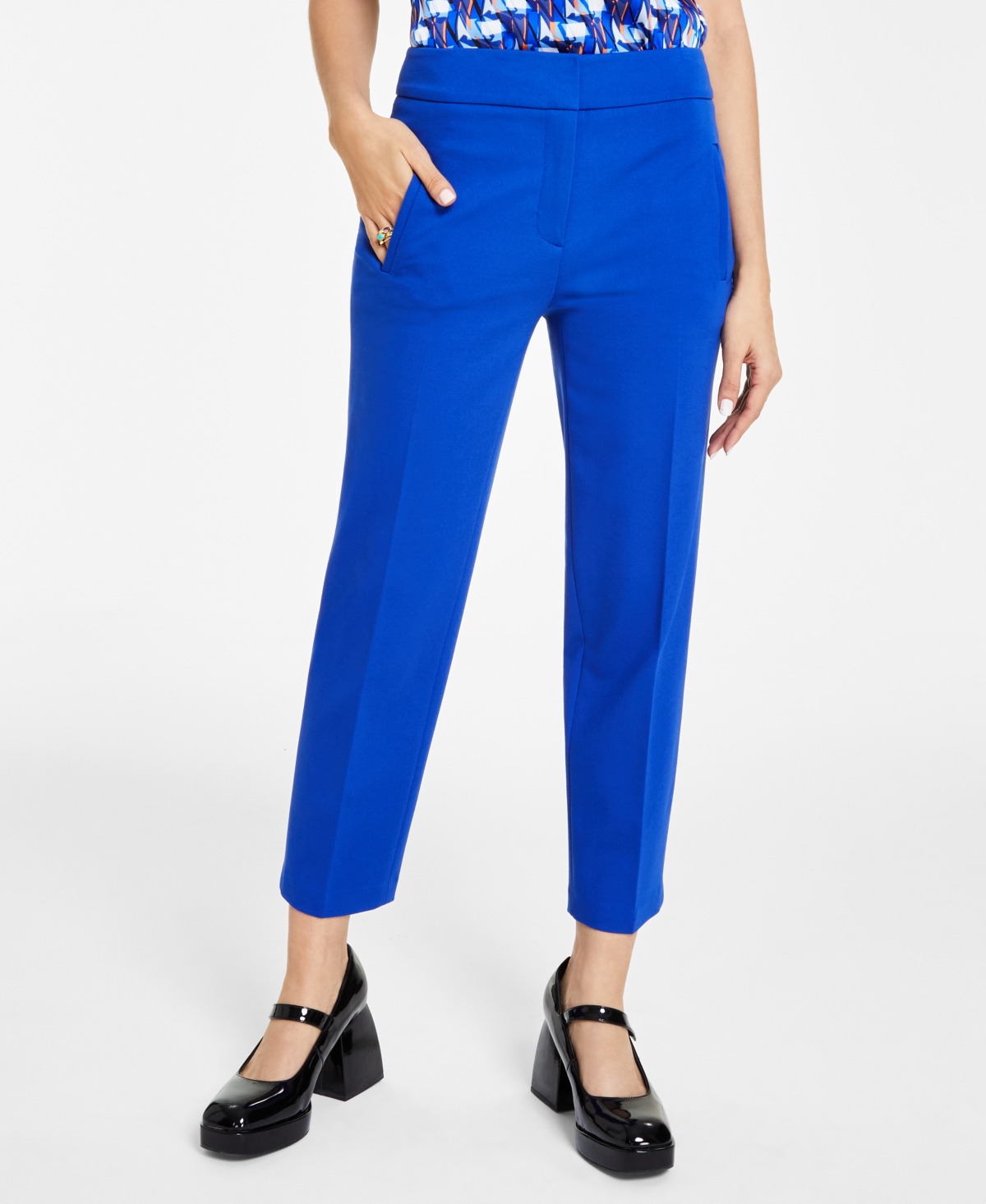 Bar Iii Women's Compression Straight-leg Pants, Created For Macy's In Deep Blue