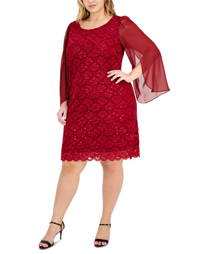 Connected Plus Size Sequined Lace Sheath Dress - Macy's