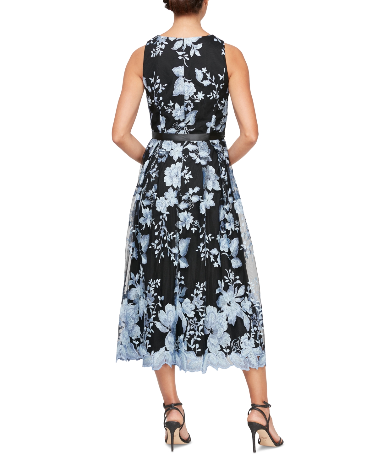 Shop Alex Evenings Women's Floral-embroidered Midi Dress In Black,rose