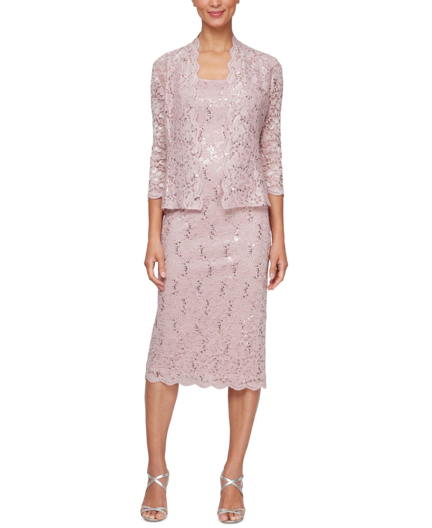 Women's 2-Pc. Lace Jacket & Midi Dress Set