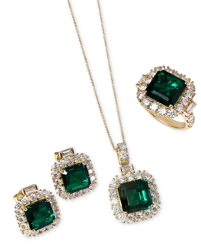 EFFY Collection EFFY Lab Grown Emerald Lab Grown Diamond Halo