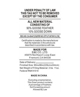 Heavy Warmth Goose Feather & Goose Down Filling Comforter, King/California King