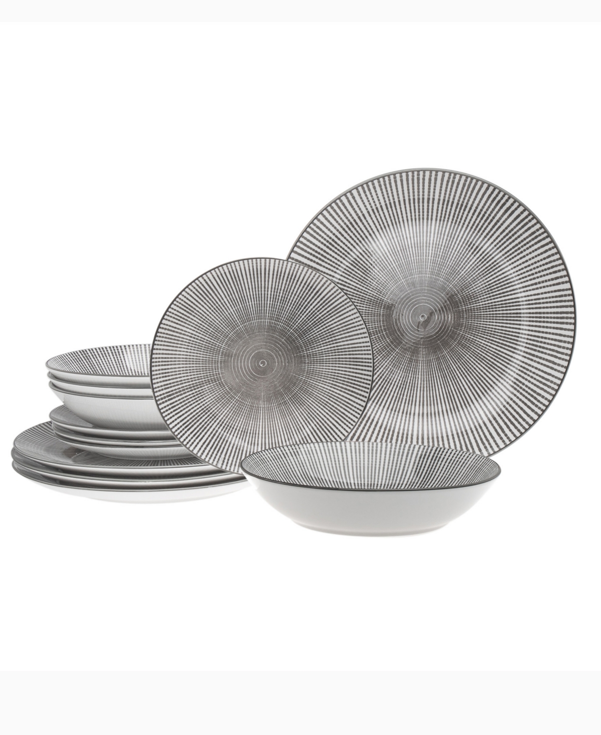 Grey 12 Pc. Dinnerware Set, Service for 4 - Grey