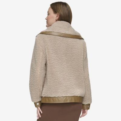 Women's Zepita Mixed Media Faux Leather Shirt Jacket