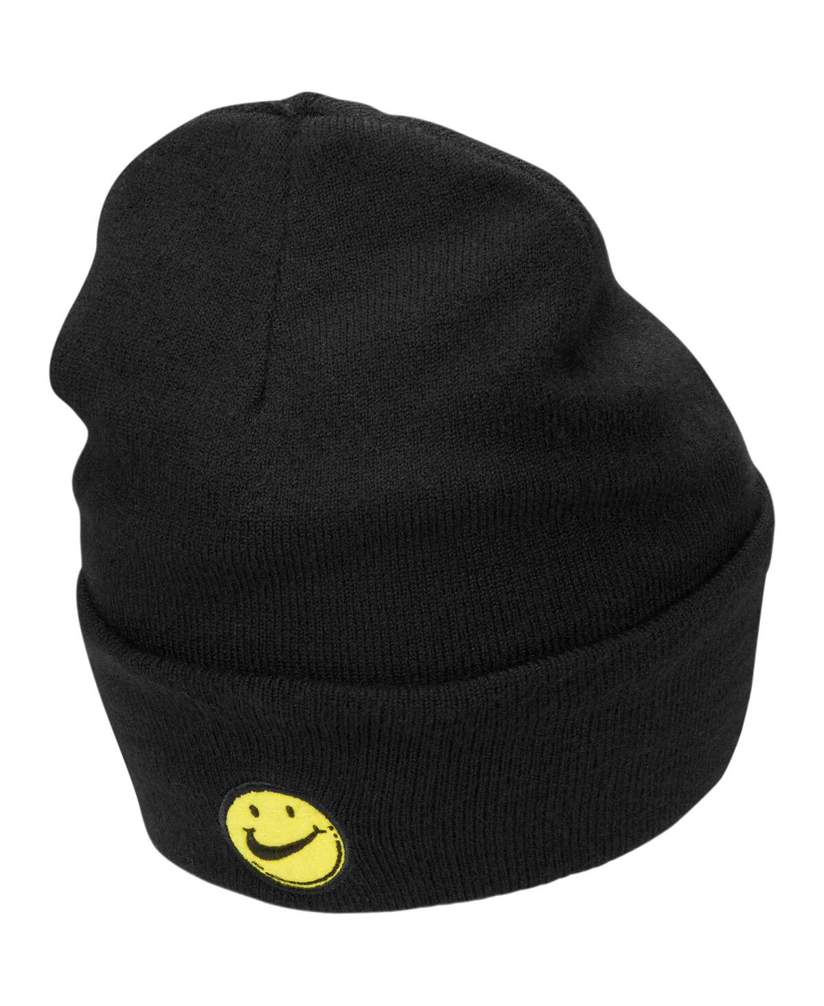 Shop Nike Youth Boys And Girls  Black Reversible Smiley Tall Peak Cuffed Knit Hat