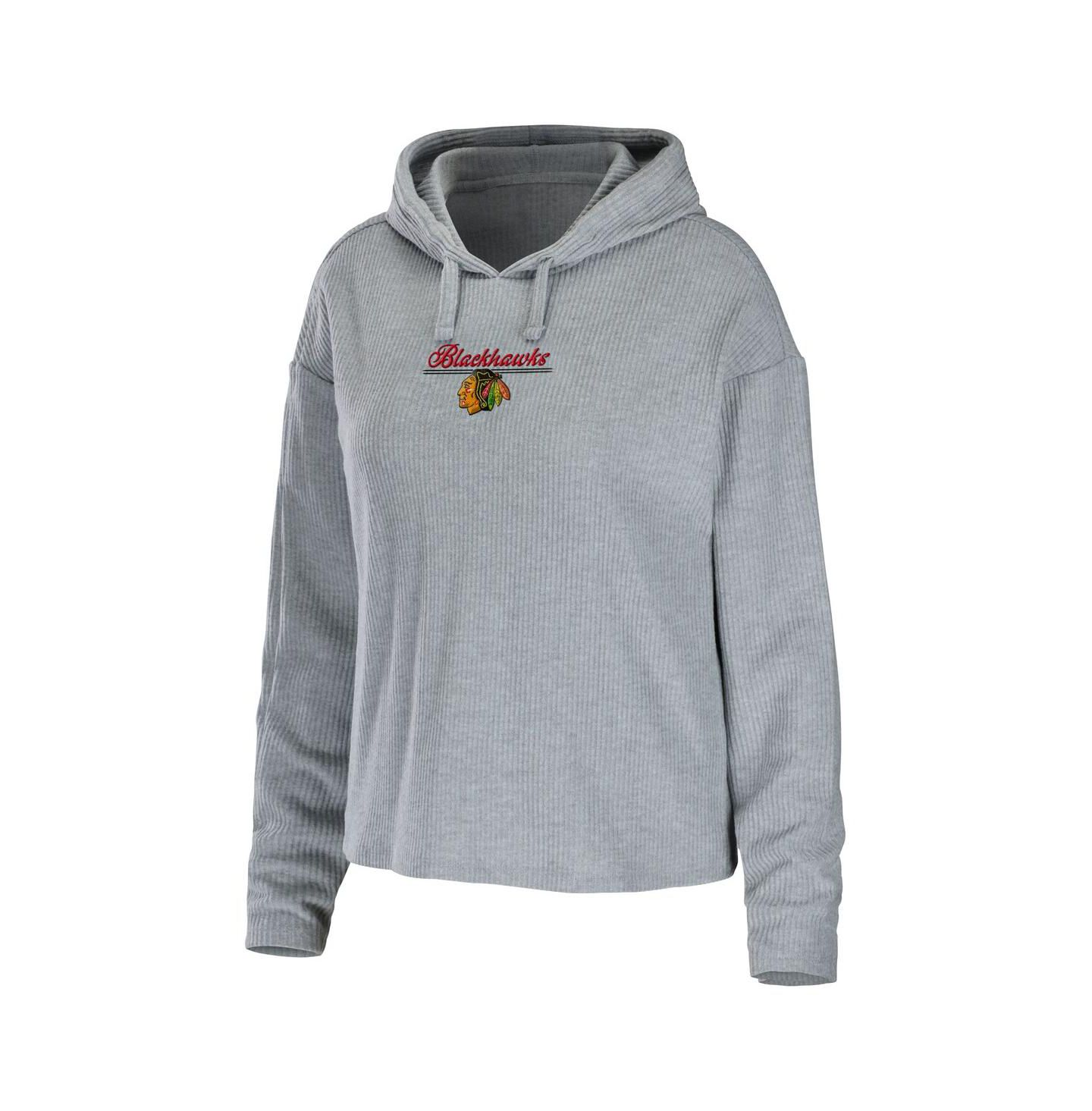 Женские пижамы WEAR by Erin Andrews Women's Heather Gray Chicago Blackhawks Logo Pullover Hoodie and Pants Sleep Set — фото 3