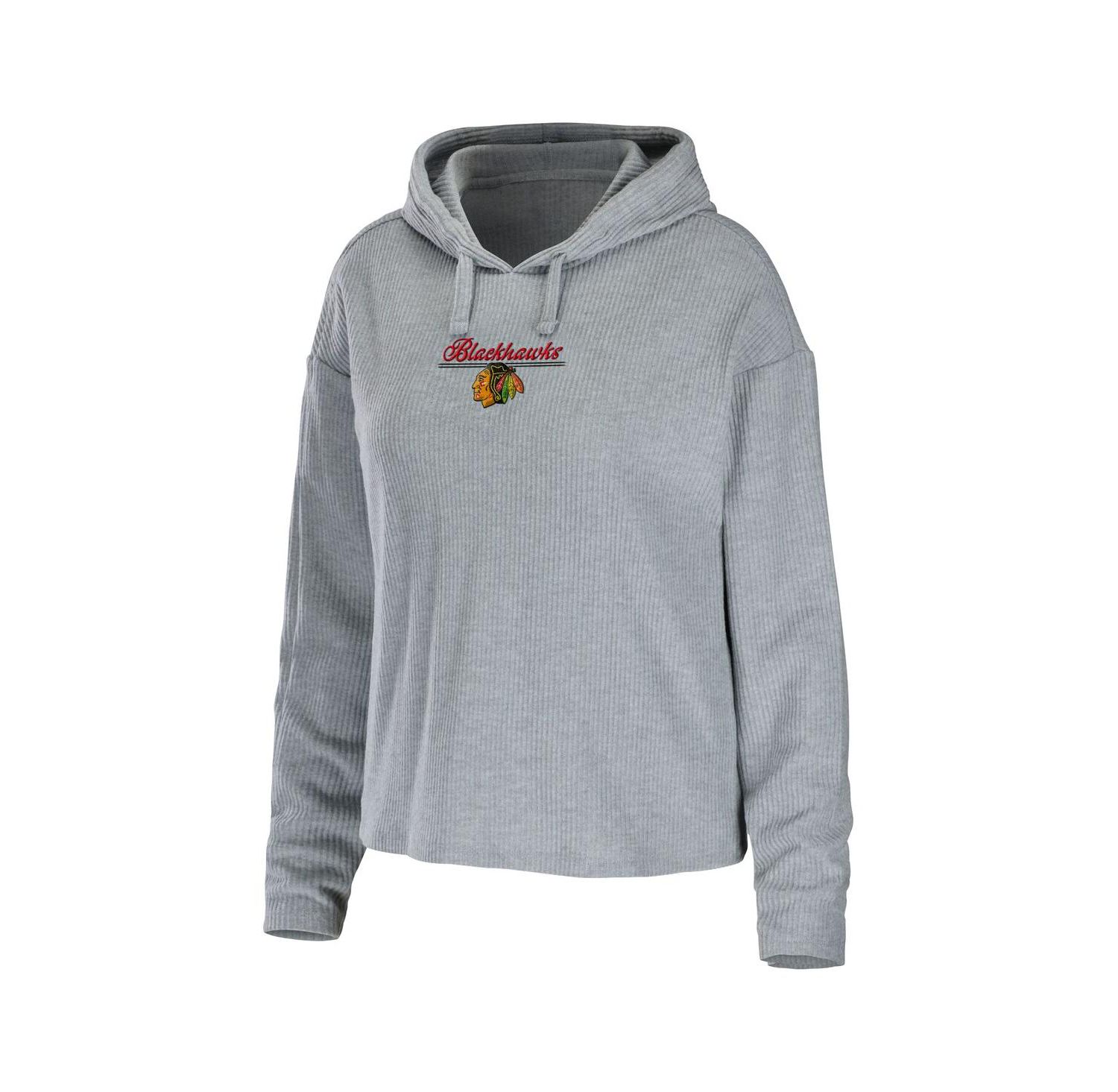 Women's Heather Gray Chicago Blackhawks Logo Pullover Hoodie and Pants Sleep Set