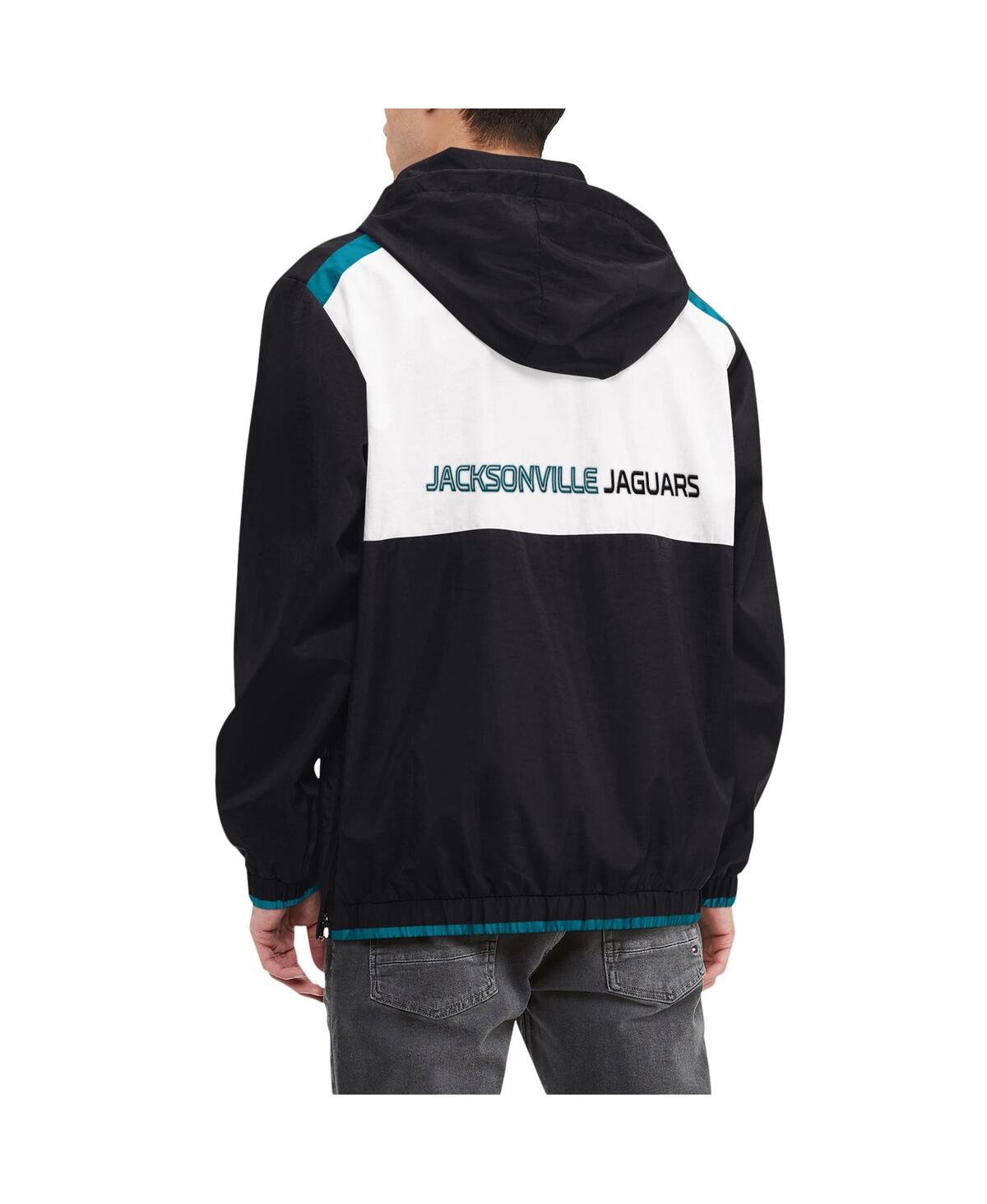 Tommy Hilfiger Men's  Black, White Jacksonville Jaguars Carter Half-zip Hooded Top In Black,white
