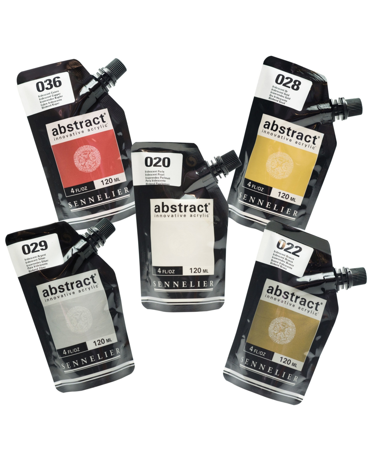 Sennelier Abstract Acrylic Paint Set, 120 Ml, Metallic, 5-colors