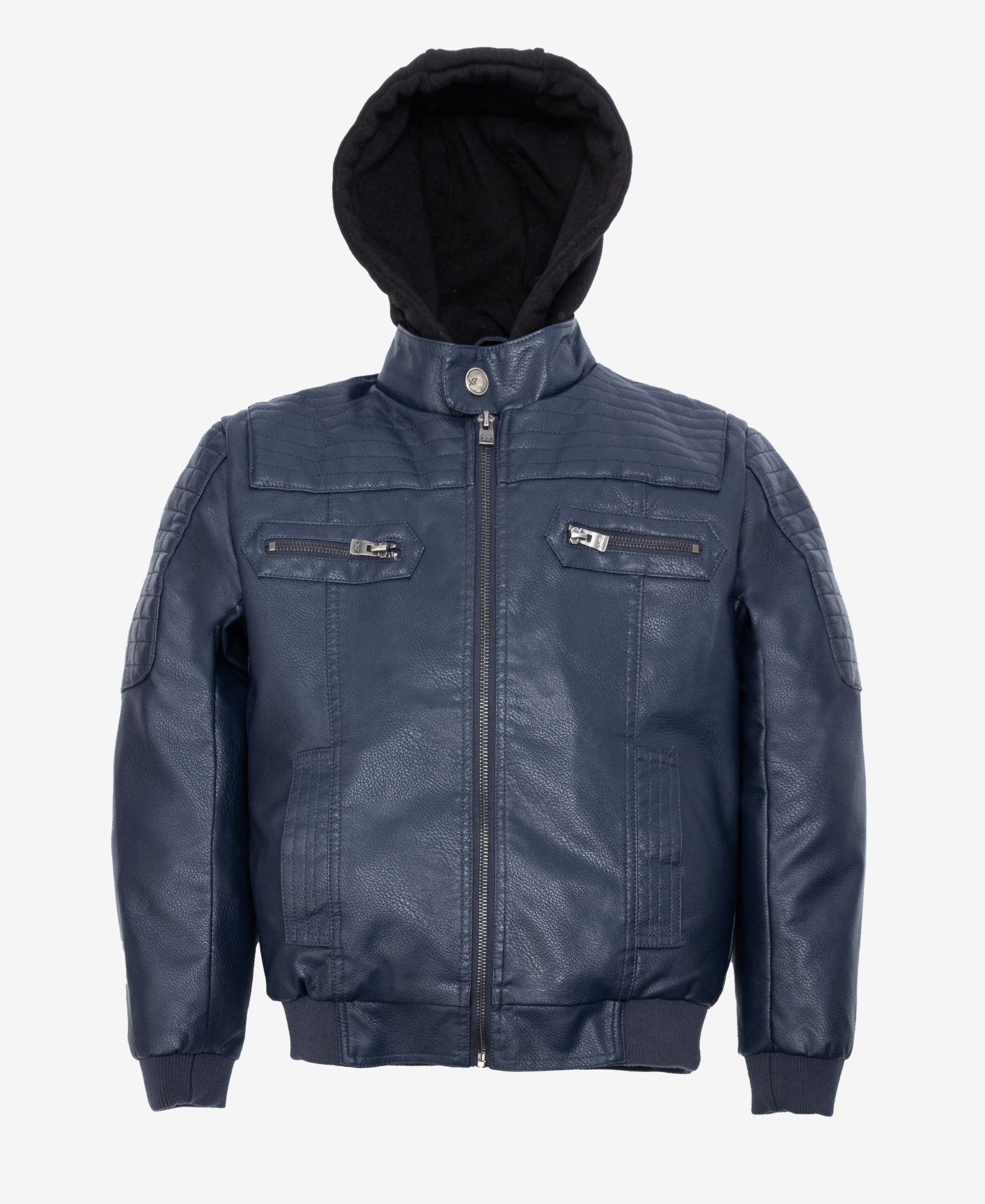 XRAY Boy's Lined PU Jacket With Knit Hood