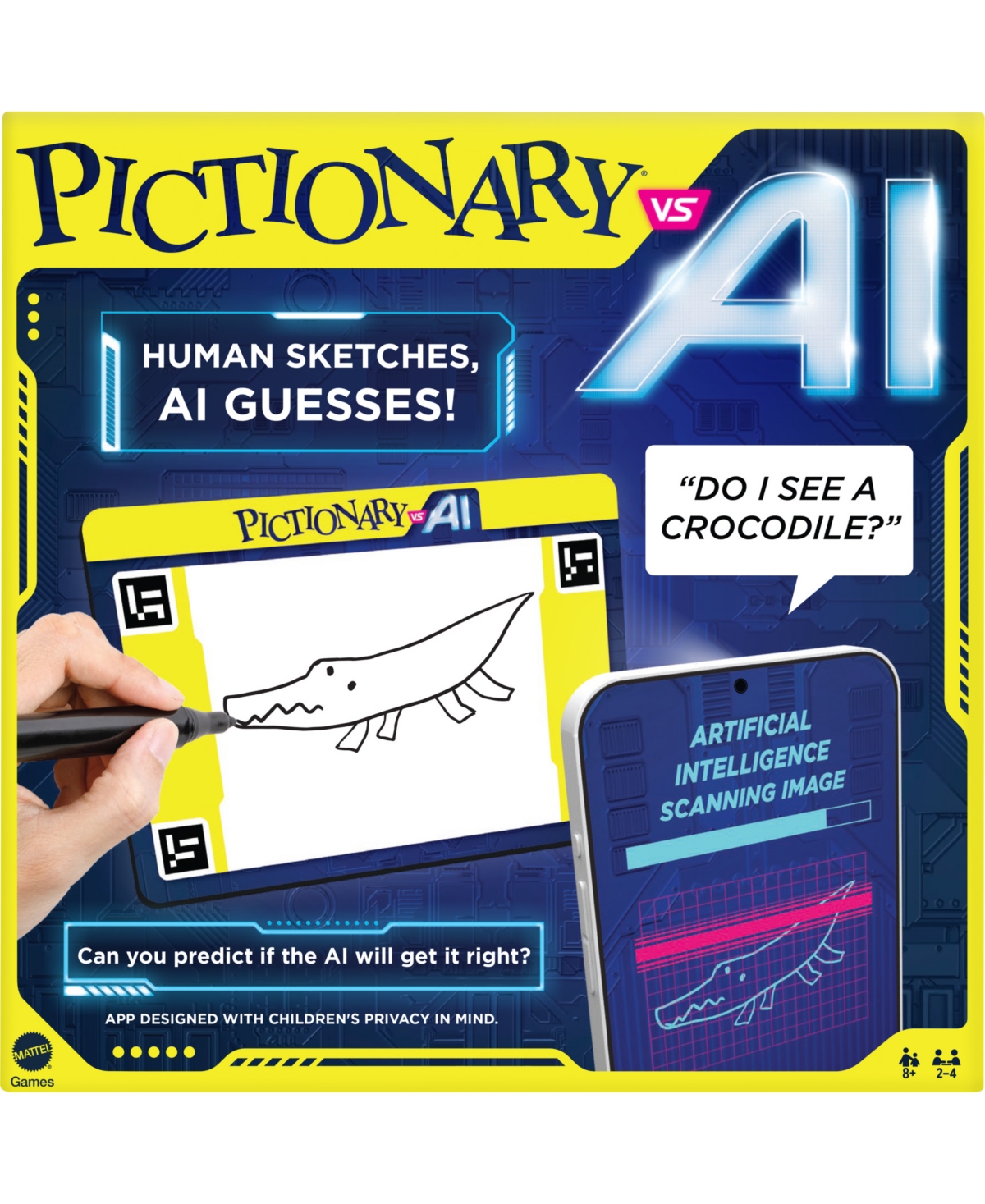Mattel Games Pictionary Vs Ai Family Game For Kids Adults Using Artificial Intelligence In Multi-color