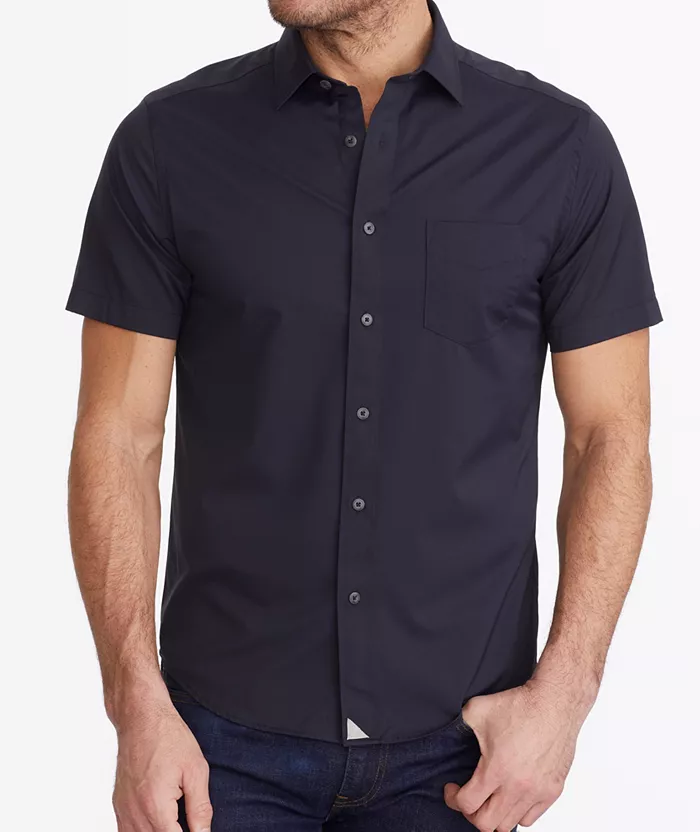 Men's Regular Fit Wrinkle-Free Short Sleeve Performance Gironde Button Up Shirt - thumbnail 9
