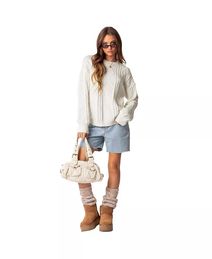 Women's Jessy Cable Knit Oversized Sweater - thumbnail 2