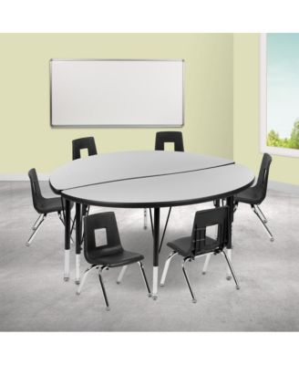 47.5" Circle Wave Collaborative Laminate Activity Table Set With 14" Student Stack Chairs
