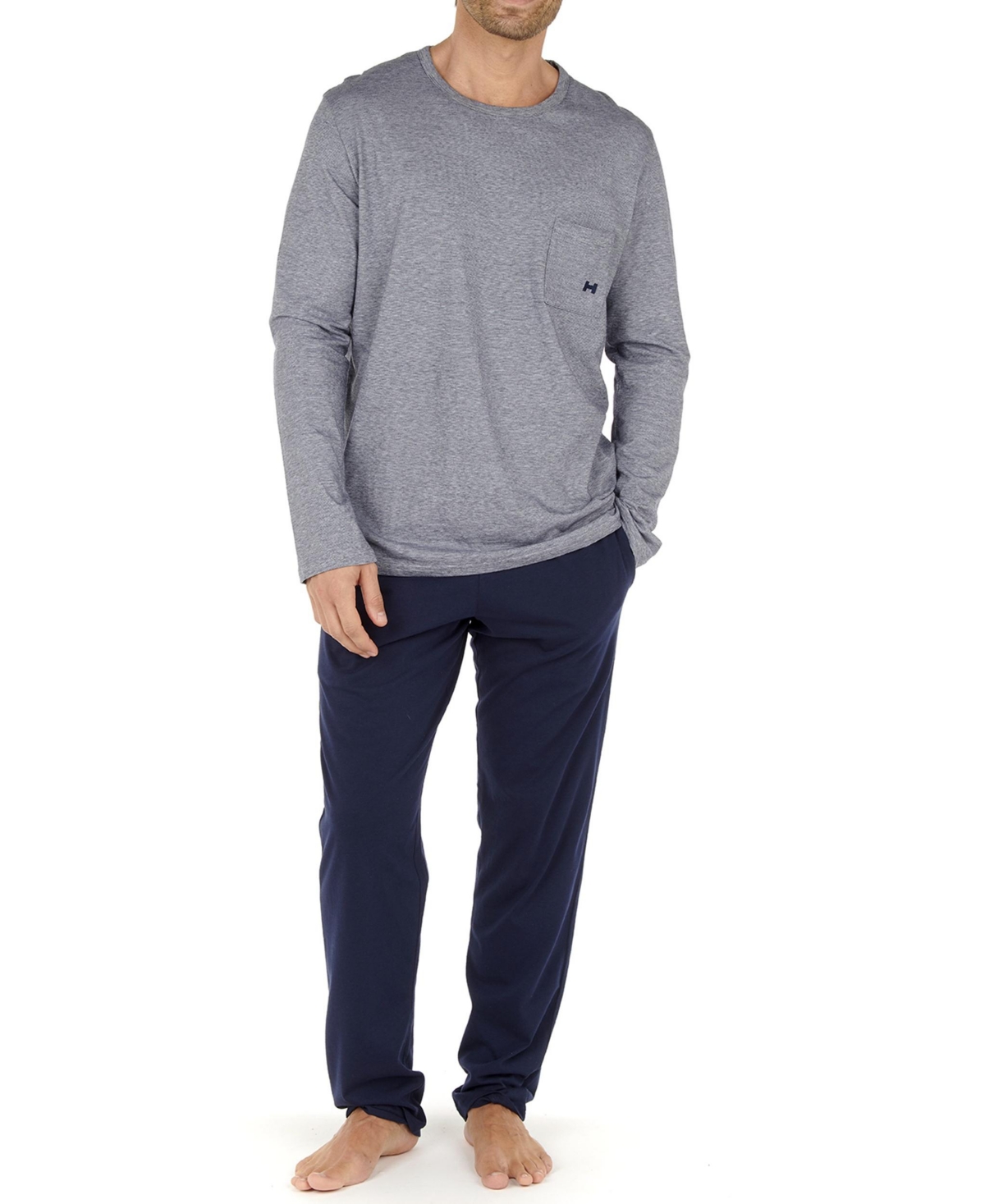 Men's Cotton Comfort Long Sleeve Pajamas Set - Navy