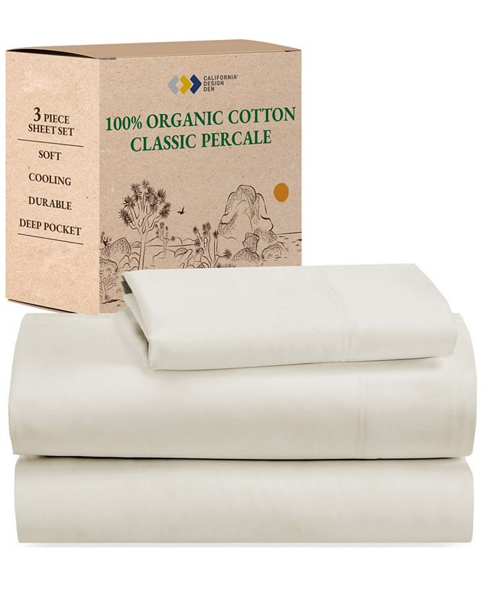 California Design Den Twin Sheets Set, GOTS Certified 100 Organic