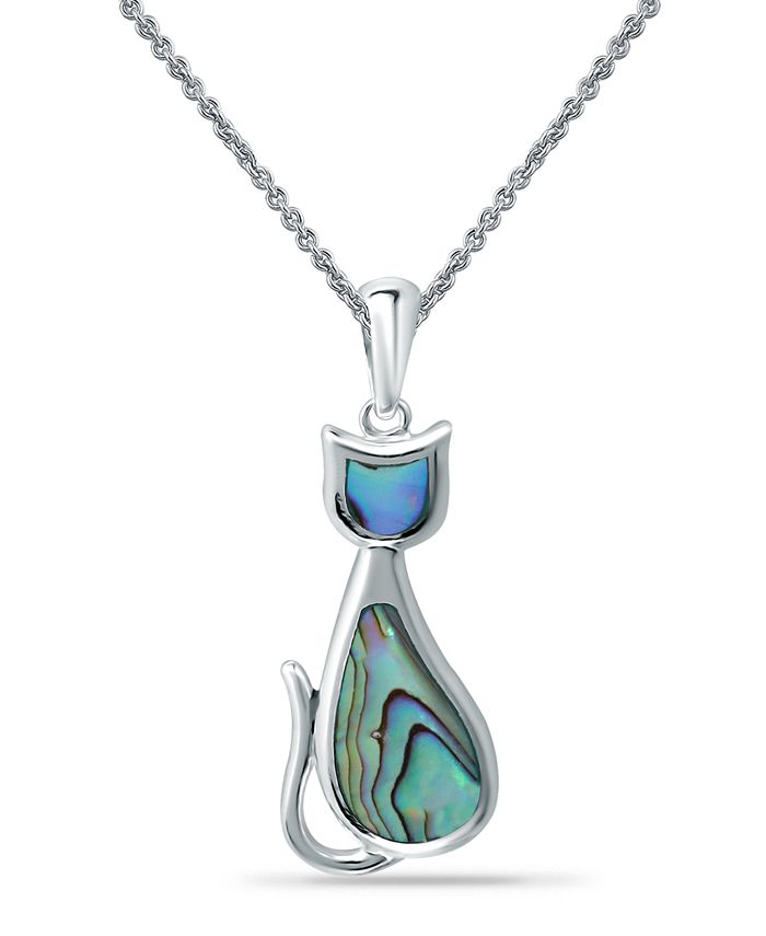 Macy's Abalone Inlay Cat Pendant Necklace - Macy's