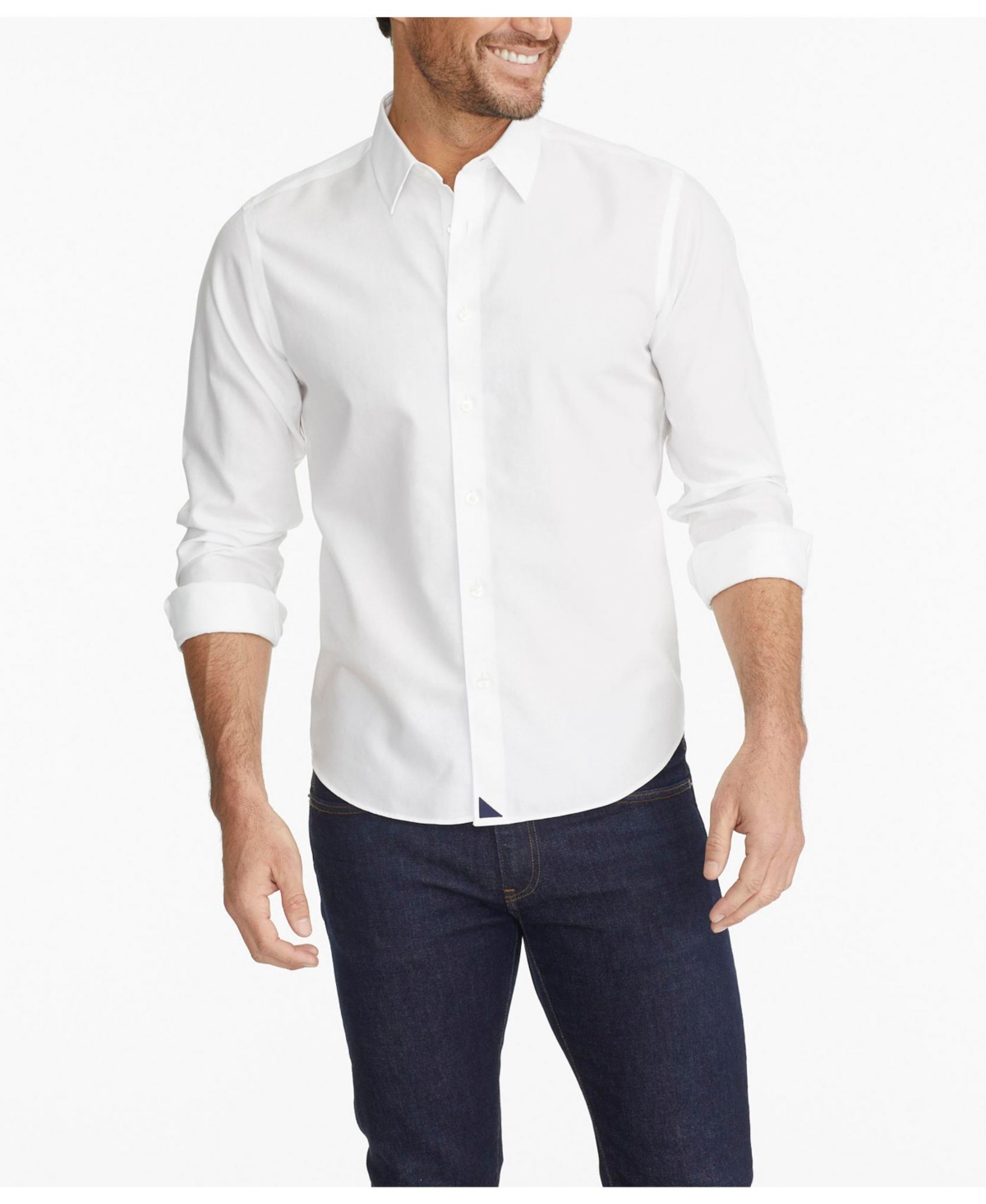 Untuck it Men's Slim Fit Wrinkle-Free Las Cases Button Up Shirt - White