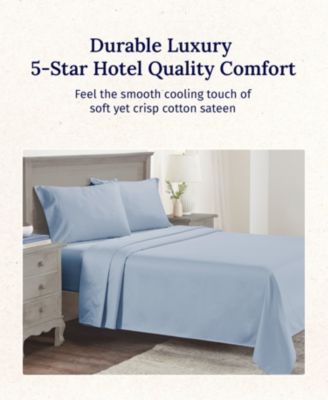 5-Star Luxury Twin XL Sheet Set - 600 Thread Count 100% Cotton Sateen, Soft & Crisp Bed Sheets