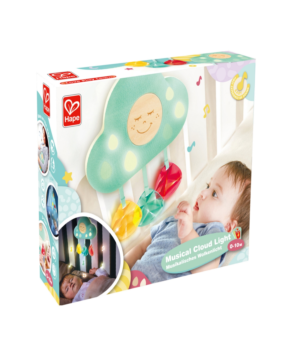 Hape Musical Cloud Light Baby Crib Toy In Multi