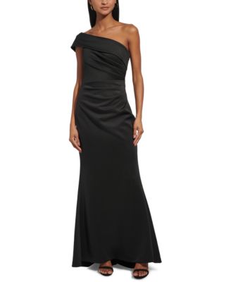 Eliza J Women's Asymmetric-Neck Side-Pleat Scuba Gown - Macy's