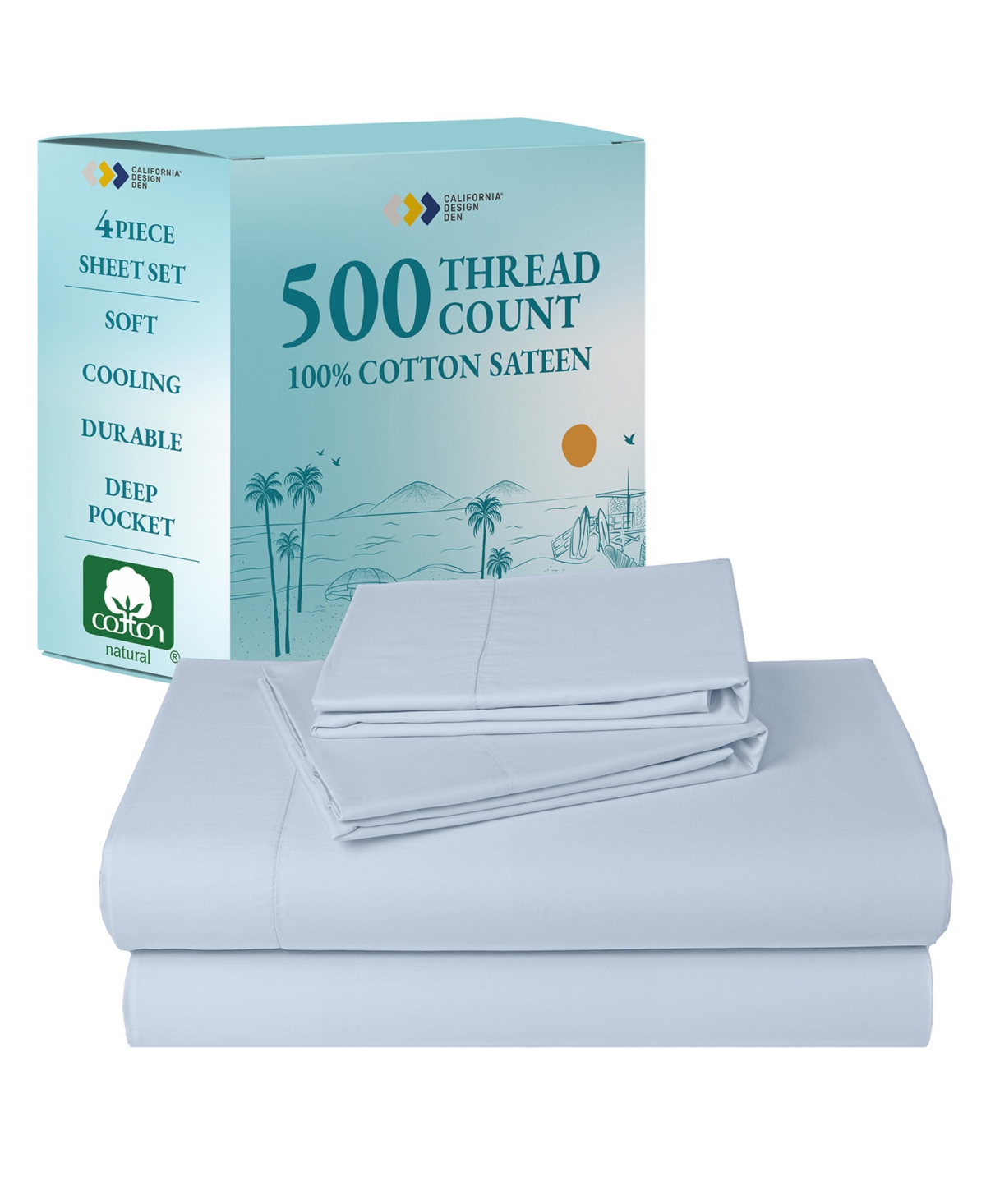 California Design Den 100% Extra Long Staple, 500 Thread Count Sateen Weave Sheet Set