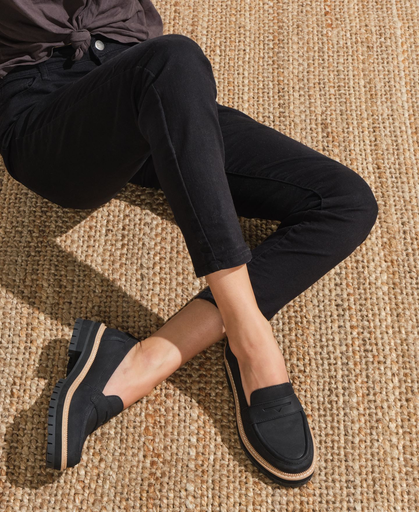 Женские туфли TOMS Cara Lug Sole, цвет: Чёрный кожаный — фото 6