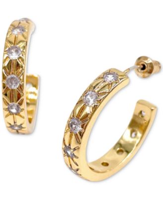ADORNIA - 14k Gold-Plated Starburst Medium Hoop Earrings