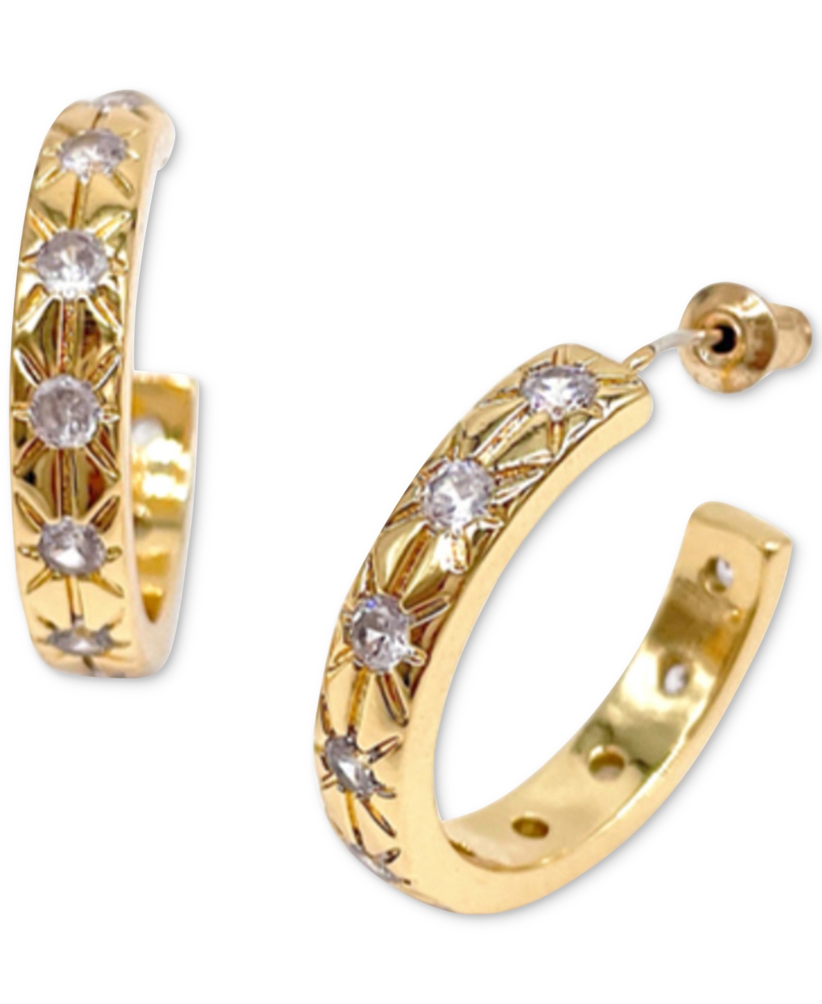 Shop Adornia 14k Gold-plated Starburst Medium Hoop Earrings, 1"
