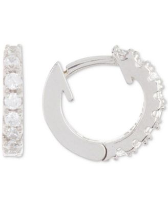 Crystal Small Huggie Hoop Earrings, 0.35"
