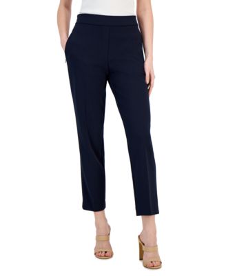 T Tahari - Women's Pull-On Slim-Leg Crepe Ankle Pants