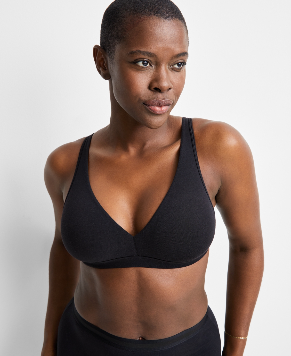 Women's Cotton Blend Bralette, Created for Macy's - Pewter Heather