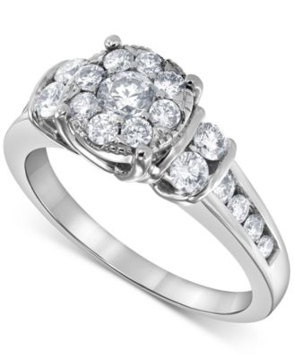Macy's - Diamond Halo Channel-Set Engagement Ring (1 ct. t.w.) in 14k White Gold