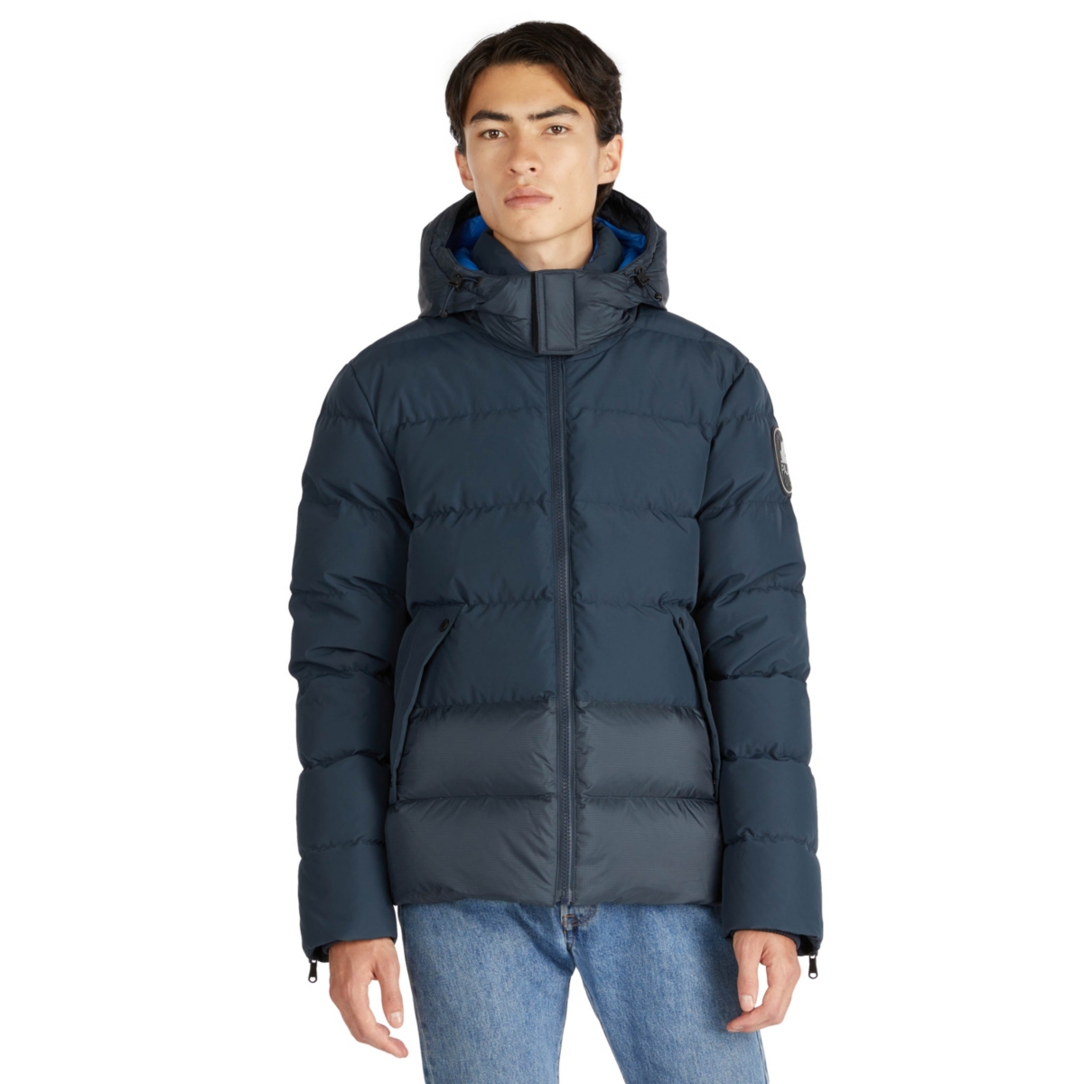 Men's Valby Quilted Mixed Media Puffer Jacket - Black