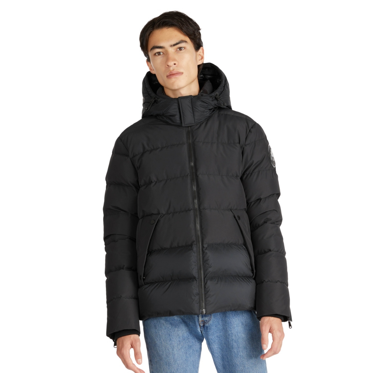 Men's Valby Quilted Mixed Media Puffer Jacket - Black