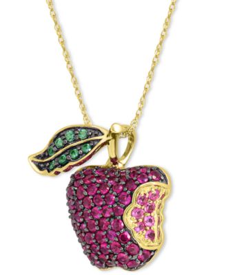 Ruby (1-1/2 ct. t.w.), Tsavorite (1/5 ct. t.w.) Pink Sapphire (1/5 ct. t.w.) Pendant in  14K Gold