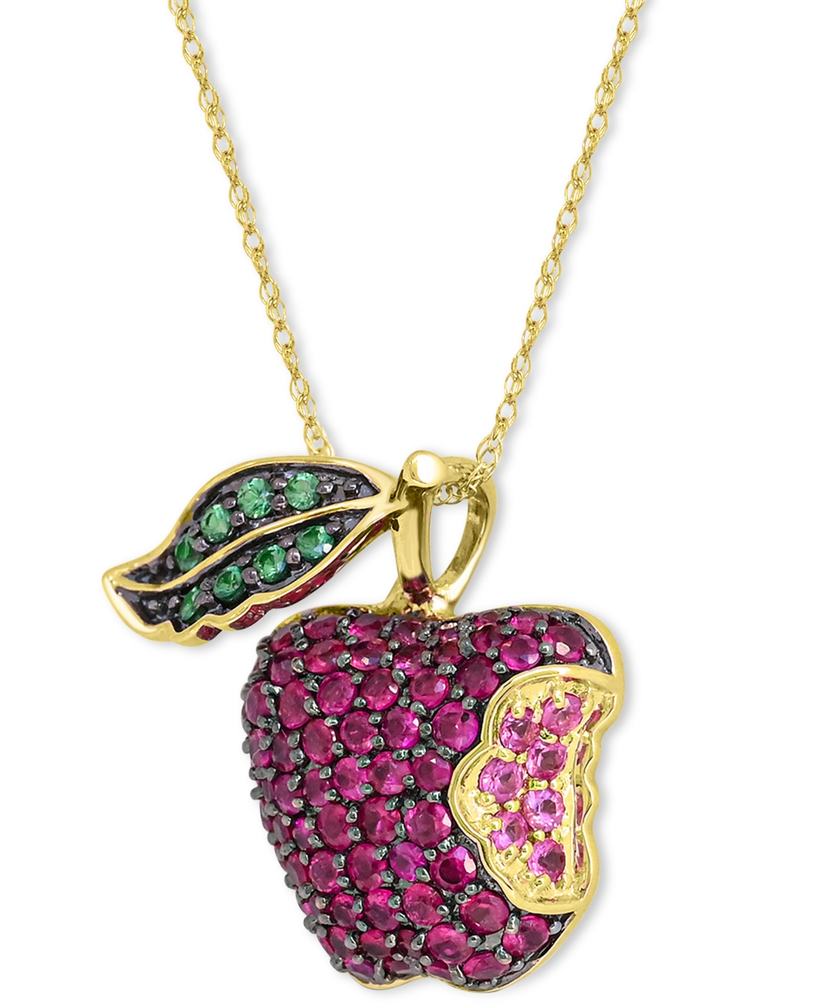 Ruby (1-1/2 ct. t.w.), Tsavorite (1/5 ct. t.w.) Pink Sapphire (1/5 ct. t.w.) Pendant in 14K- Gold